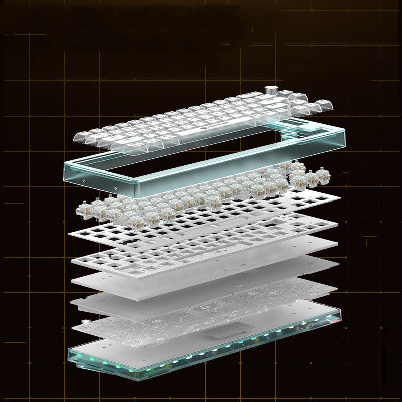 Teclado mecánico intercambiable en caliente inalámbrico de tres modos con eje de medusa transparente