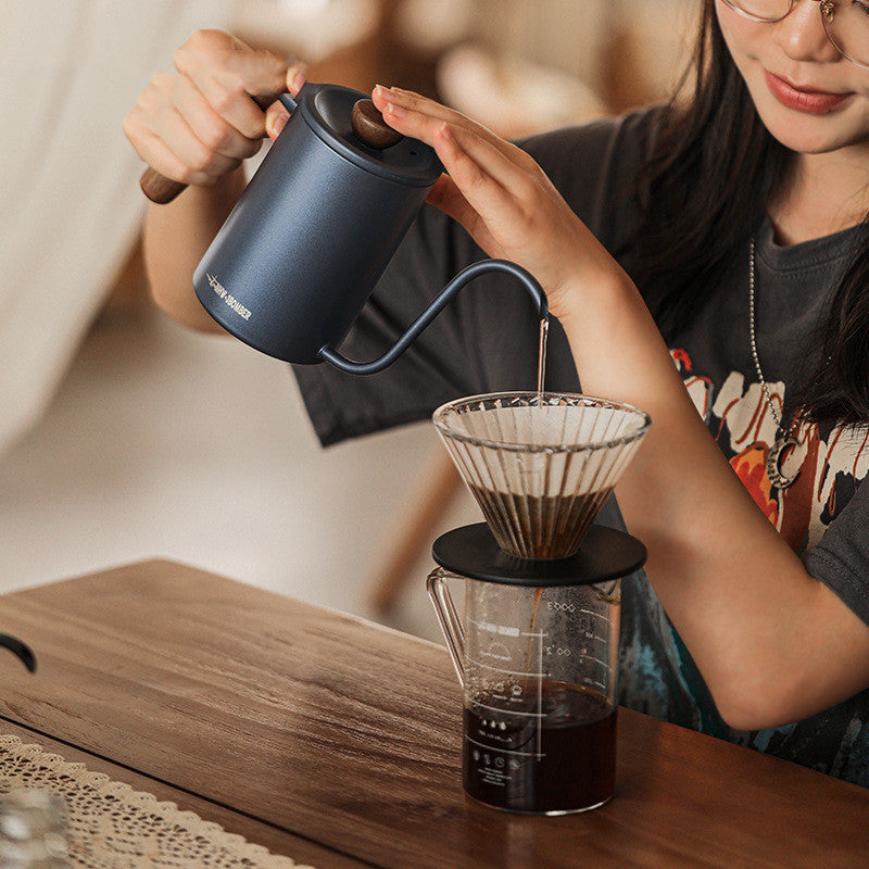 Bomber Hand Rushed Planet Cafetière faite à la main avec poignée en bois massif