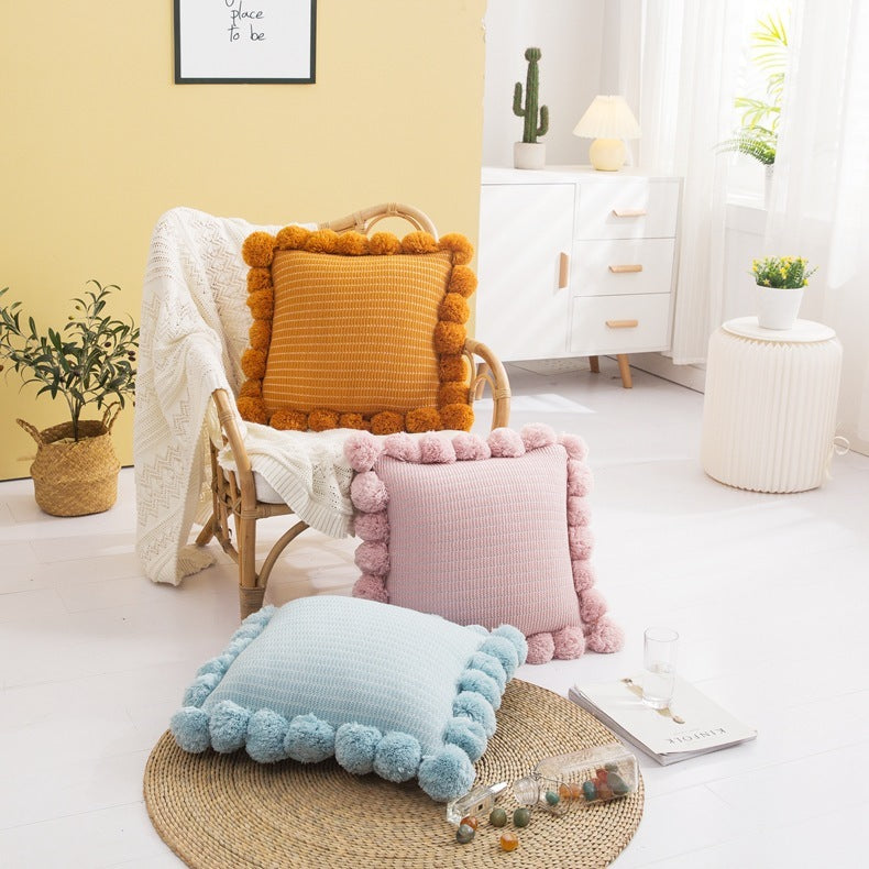 Housse de coussin douce pour lit avec coussin latéral à rayures tendance