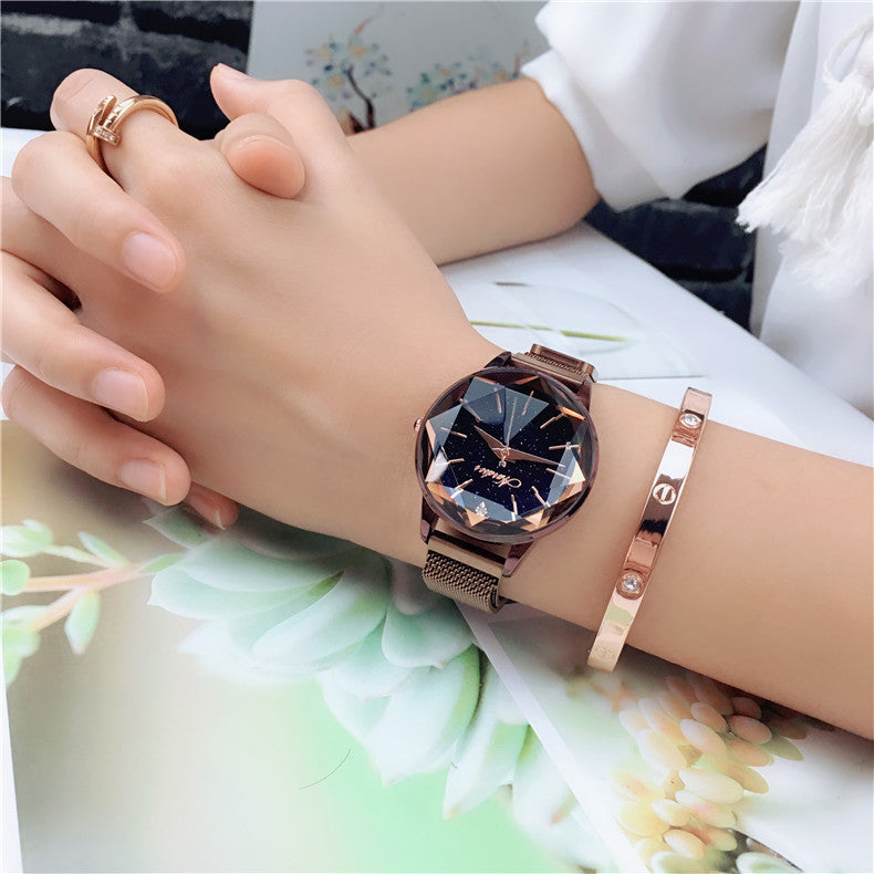 Star-cut face waterproof student watch