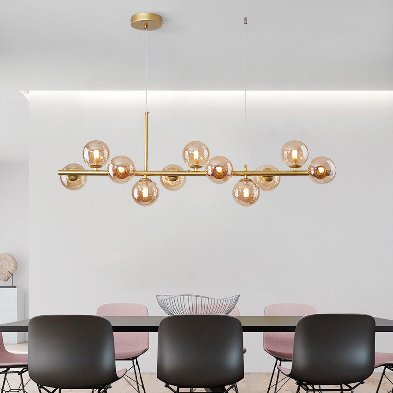 A Long Minimalist Glass Magic Bean Chandelier