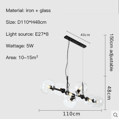 Candelabros de cristal nórdicos modernos y minimalistas en la sala de estar