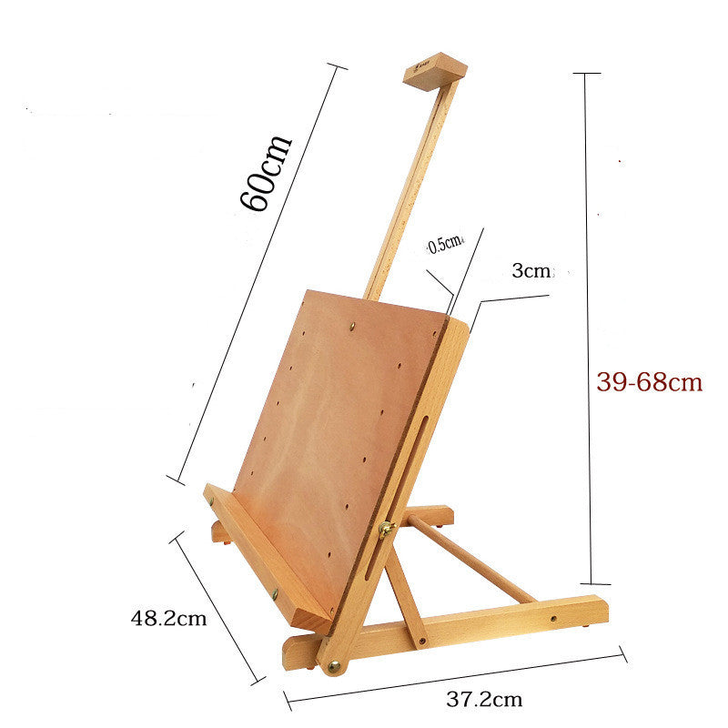 Tablero de caballete de haya de una sola pieza ajustable sobre mesa