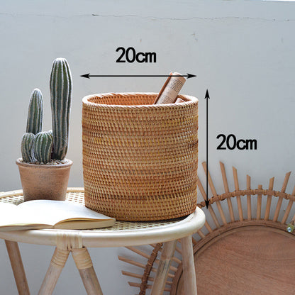 Table basse en rotin tissé à la main du Vietnam, panier de rangement des débris avec télécommande, seau de rangement rond