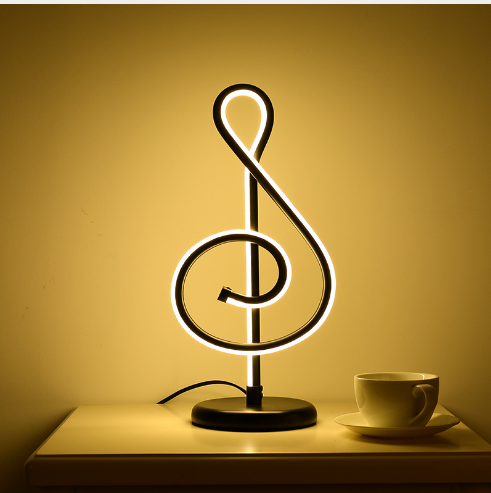 Modern Simple Music Symbol Bedroom Bedside Lamp Warm Romantic Household Creative Personality Eye-care Desk LED