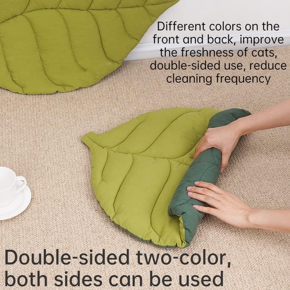 Cat Mattress Leaf Shape Cat Nest Cat And Dog Double-Sided Available Floor Mat Cover Pad Warm And Comfortable Cartoon Cat Bed Indoor Warm Accessories