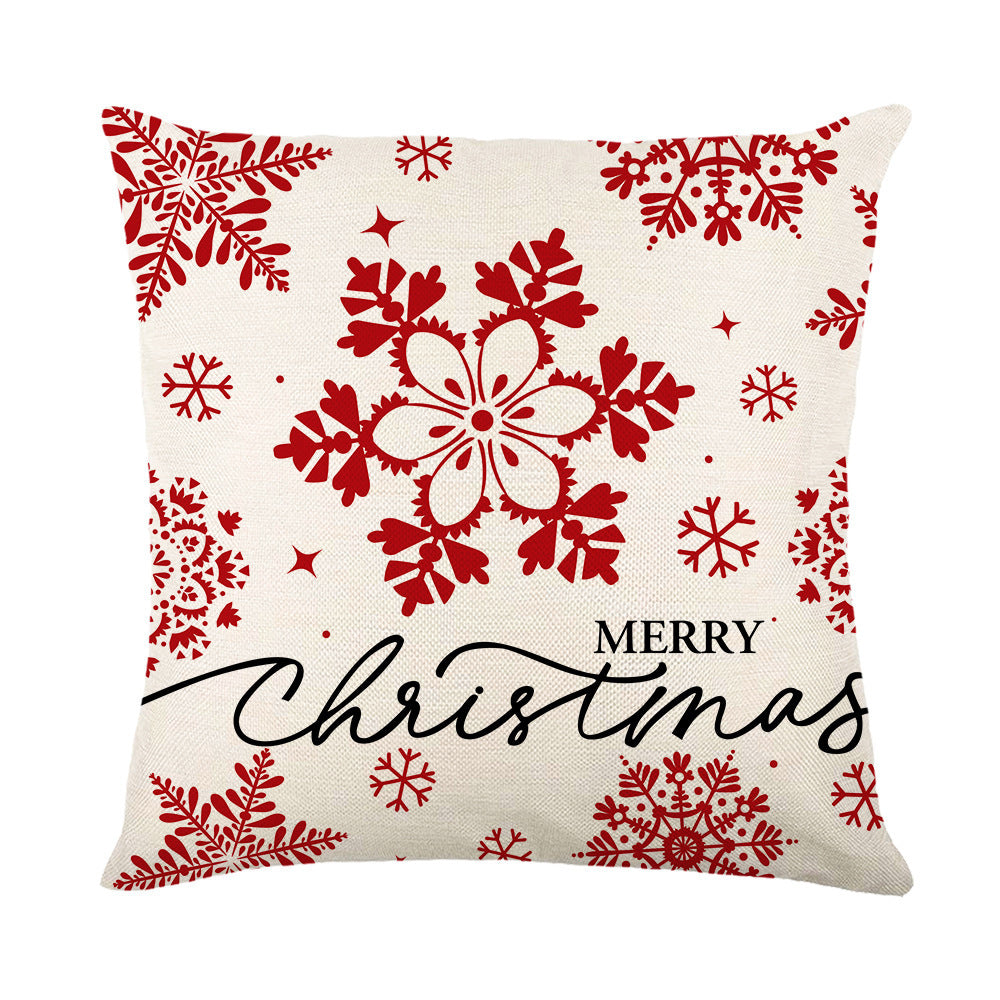 Christmas Pillow Cover Festival Festive Linen Printing Living Room Home Cushion Cover Bedroom Pillow