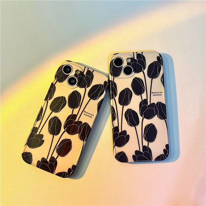 Funda de silicona para teléfono Cold Wind Black Tulip