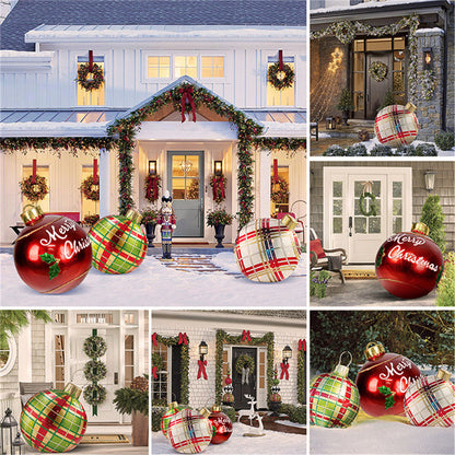 Boule de décoration de Noël en PVC pour l'extérieur 60 cm, boule gonflable décorée en PVC, grosses boules géantes pour décorations d'arbre de Noël, boule de jouet