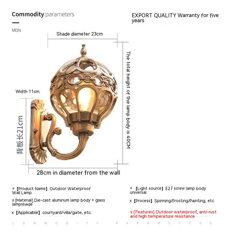 Lampe murale étanche pour balcon, cour, salon, chambre à coucher, escaliers, couloir, allée