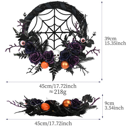 Decoraciones de Halloween, colgante de accesorios de diseño de fiesta de flores artificiales, anillo de vid de calavera de araña