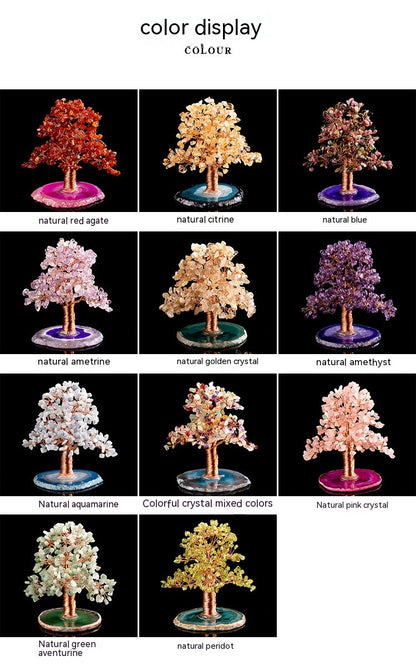 Décoration inférieure en tranches d'agate d'arbre de fortune en cristal