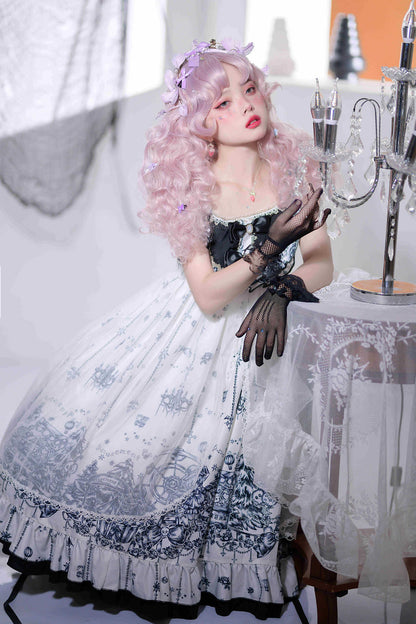 Robe Lolita gothique japonaise JSK pour Halloween, parc d'attractions sombre