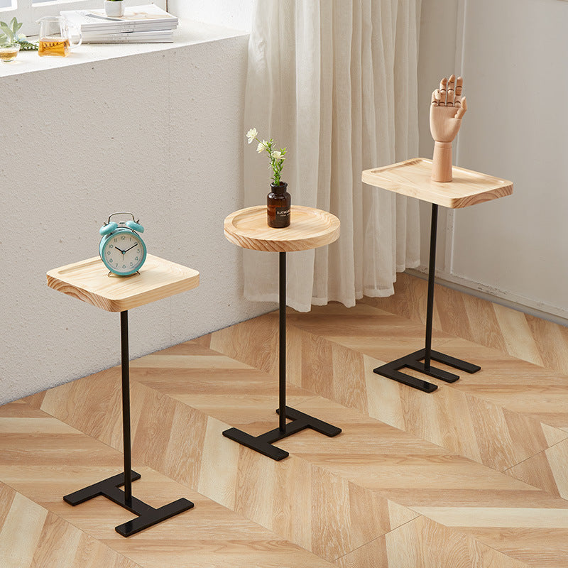 Mini mesa de madera maciza de ángulo estrecho, sala de estar, dormitorio, sofá, mesa pequeña