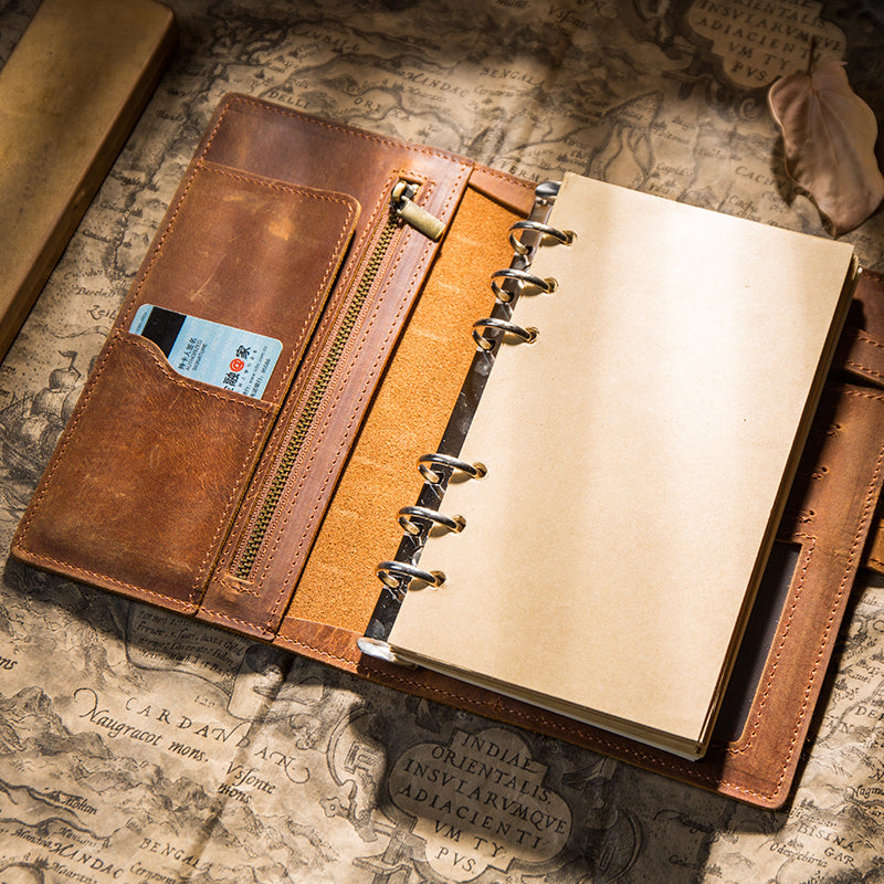 A6A5A7Leather Notebook Literary Diary