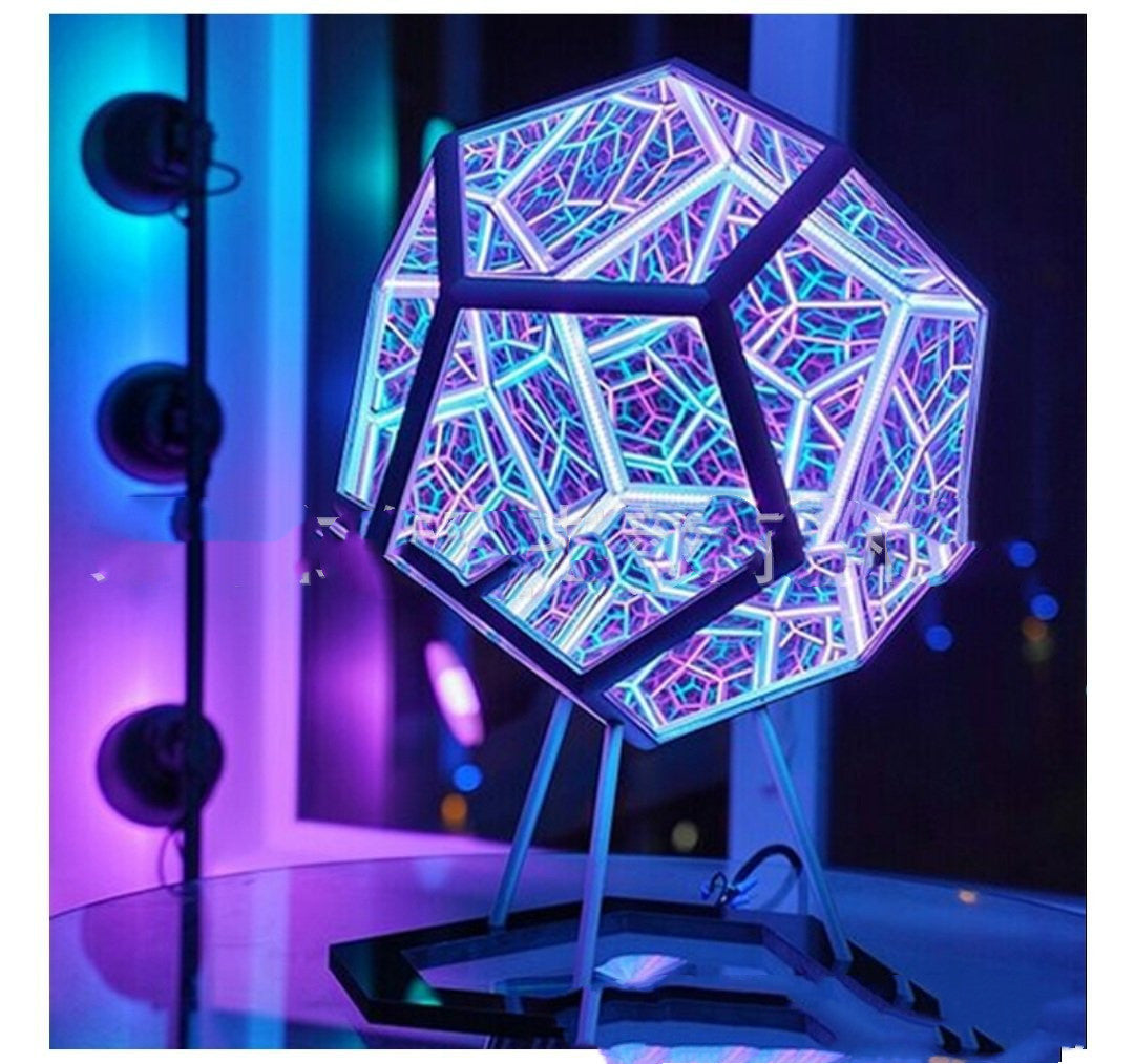 Night Light Creative And Cool Infinite Dodecahedron Color Art Light Children Bedroom Led Luminaria Galaxy Projector Table Lamp