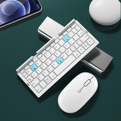 Mini clavier Bluetooth pliable sans fil, compatible avec 3 appareils, avec support, Rechargeable, pour téléphone et tablette