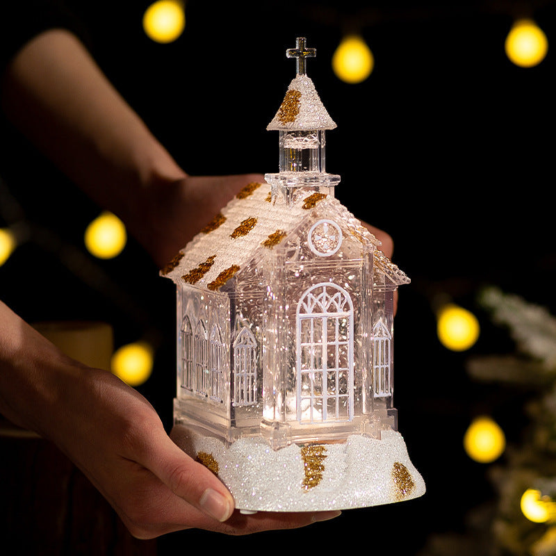 Décorations de Noël Ornements de boîte à musique en cristal pour église et maison