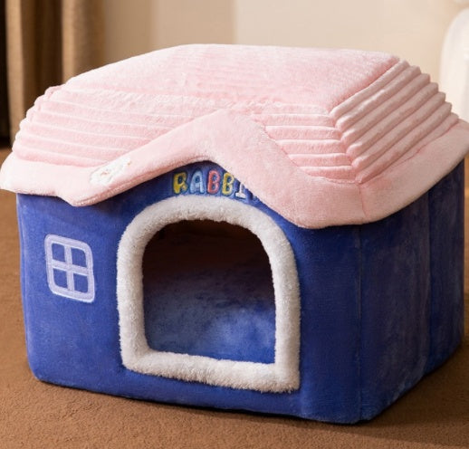 Casa plegable para perros, cama para Gato, Villa para perros de invierno, caseta para dormir, nido extraíble, cueva cerrada cálida, sofá, suministros para mascotas