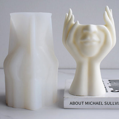 Moule en Silicone pour Vase de visage en plâtre et ciment succulent, DIY