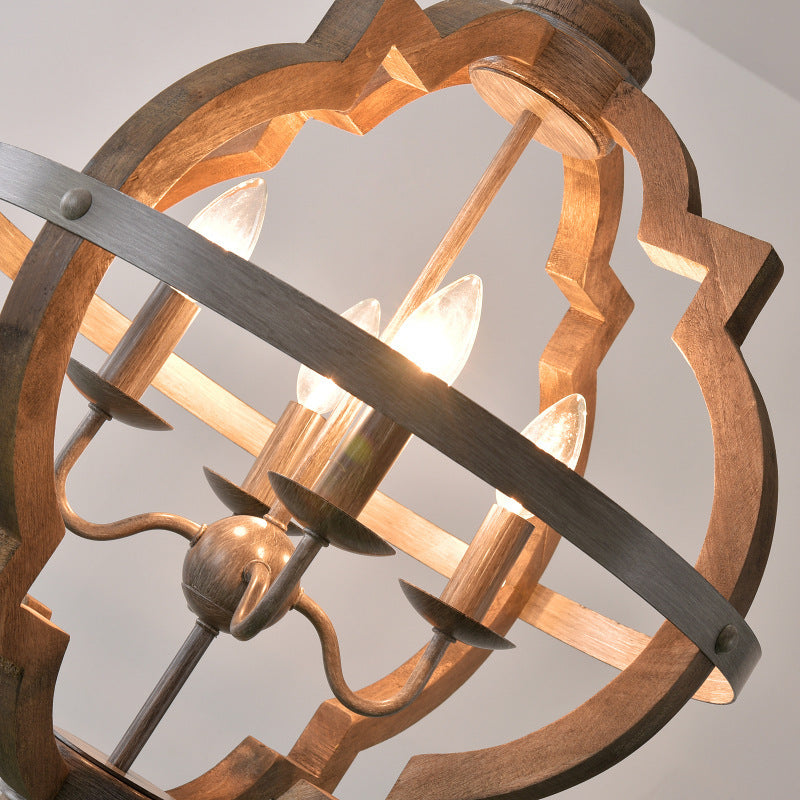 American Style Rural Wooden Chandelier