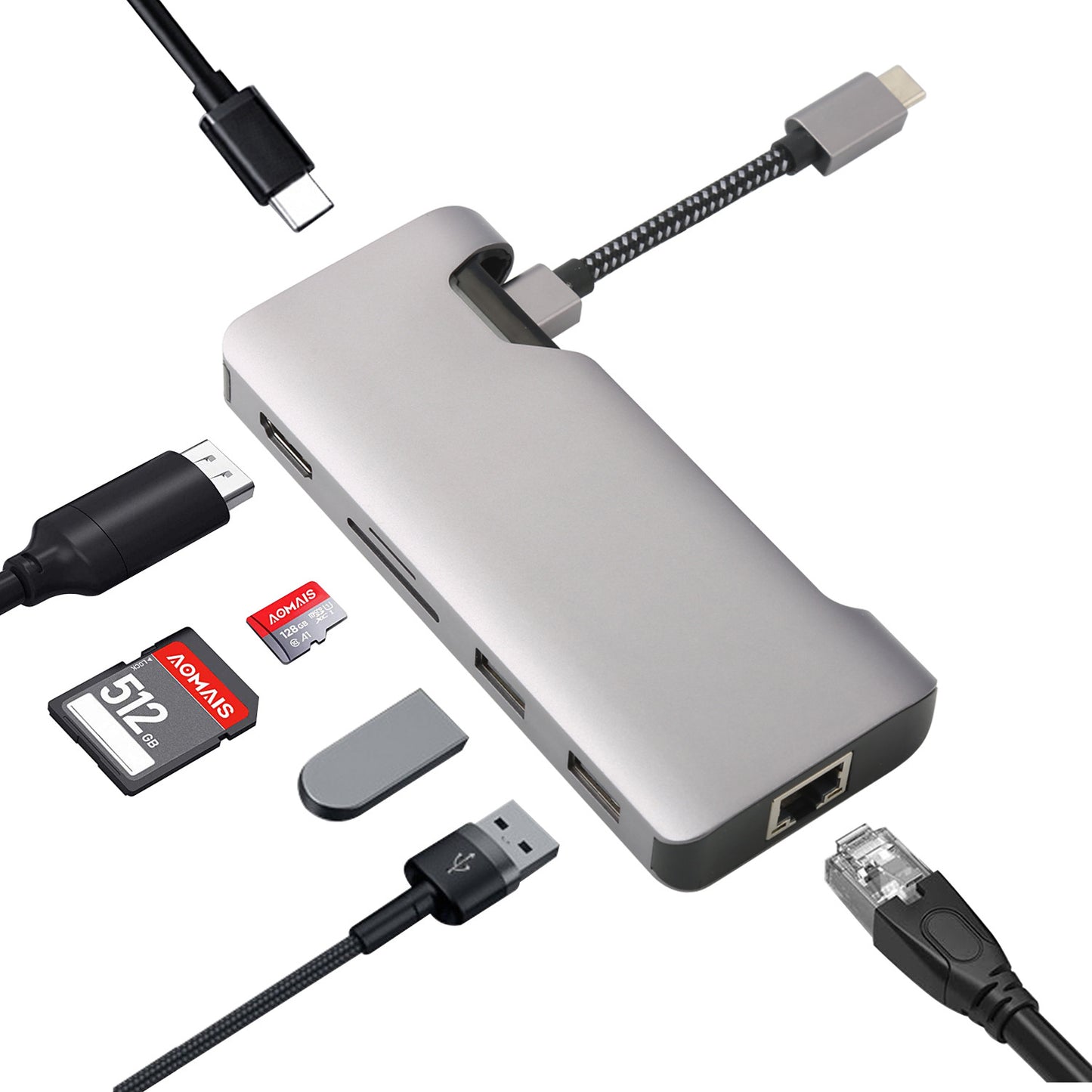 Concentrador USB-C 7 en 1 a través del puerto de salida HDMI