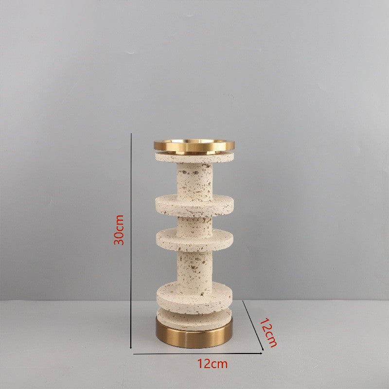 Creative Resin Cave Stone Metal Bamboo Candlestick Ornaments