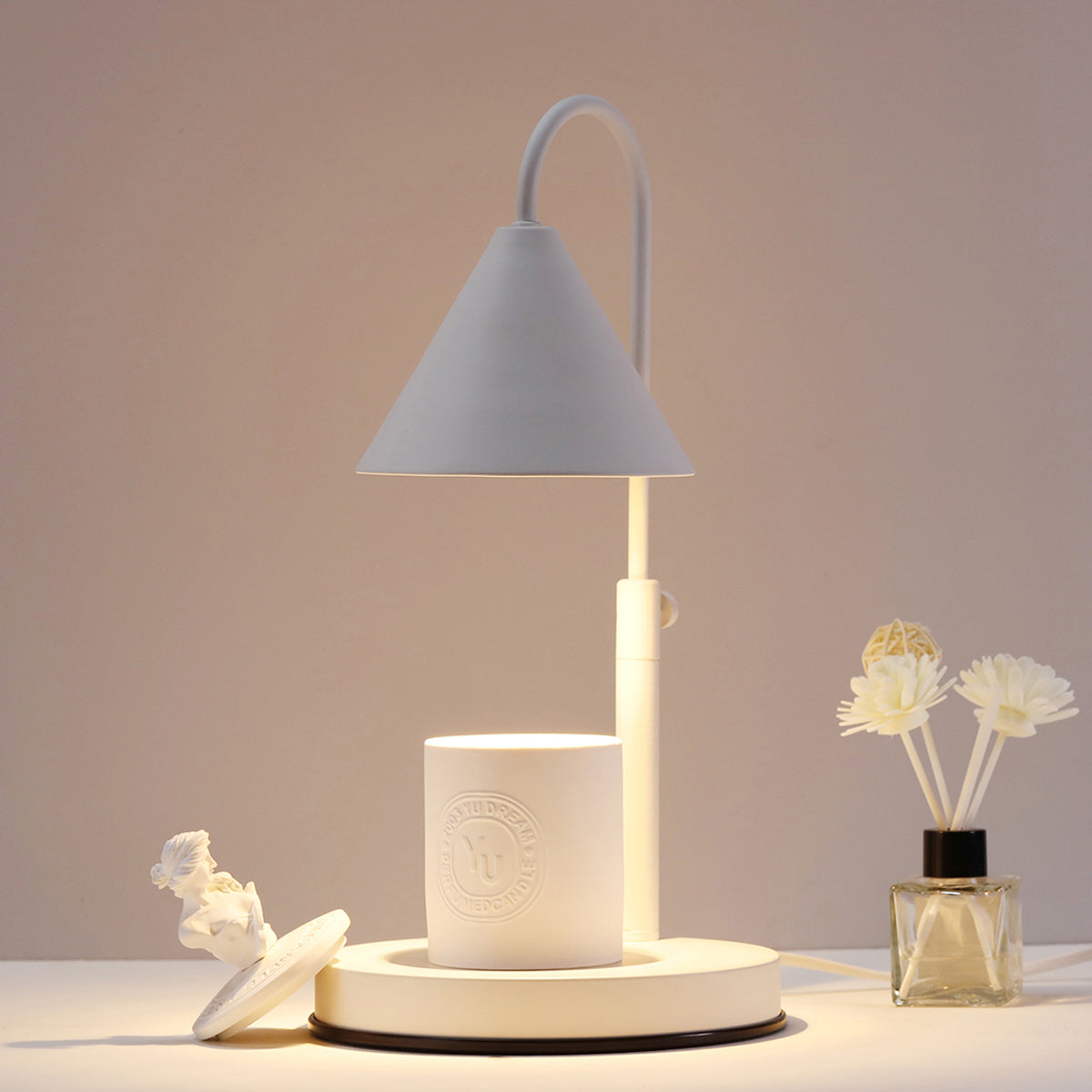 Lampe à cire fondue d'aromathérapie, levage blanc