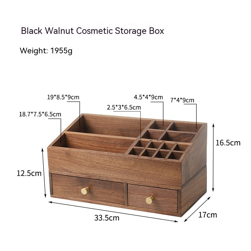 Solid Wood Cosmetics Storage Box Organizing Makeup Brush Drawer Rack