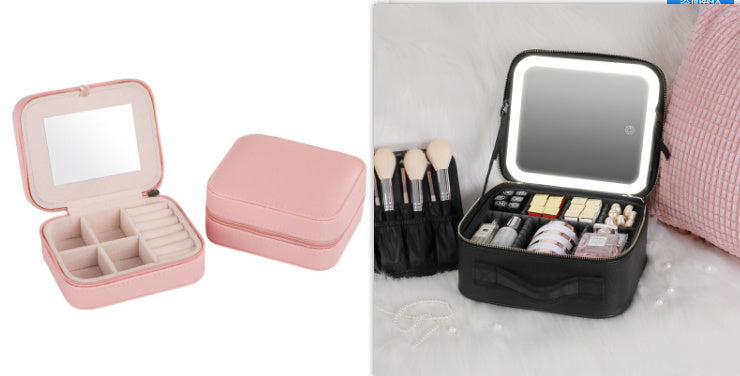 Trousse à cosmétiques LED intelligente avec miroir, sac à cosmétiques de grande capacité, sac de rangement Portable à la mode, sacs de maquillage de voyage