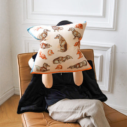 Creative Printed Silk Feeling Puppy Pillow Sofa Cushion