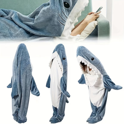 Manta de tiburón para adultos, manta de tiburón con capucha, manta de tiburón, franela súper suave y acogedora, disfraz de cosplay para niños y niñas, saco de dormir para la noche