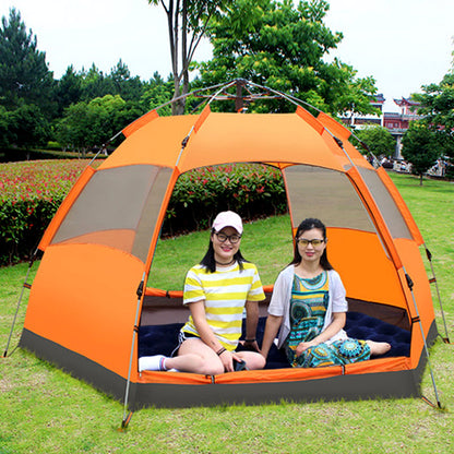 Hexagonal Tent Outdoor Full-automatic Hydraulic Double-layer Rainproof Tent