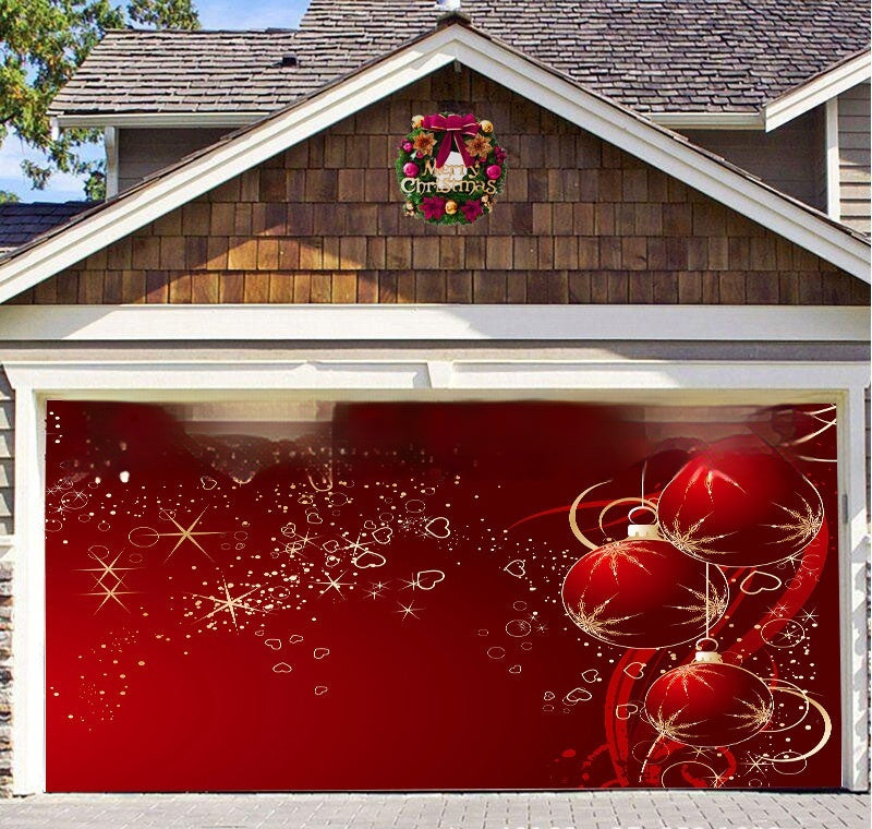 Décoration de porte de garage en tissu de fond de Noël Bannière de fête de vacances Tapisserie Amazon