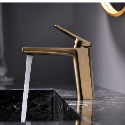 Copper Brushed Washbasin With Hot And Cold Faucets Light And Luxurious Style