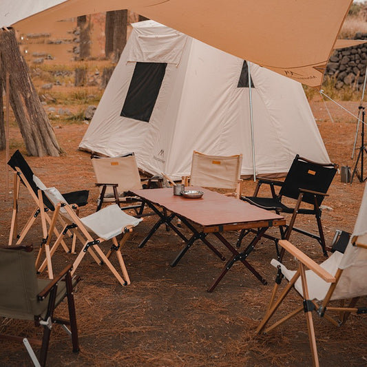 Table à rouleaux d'œufs en hêtre et noyer noir, portable