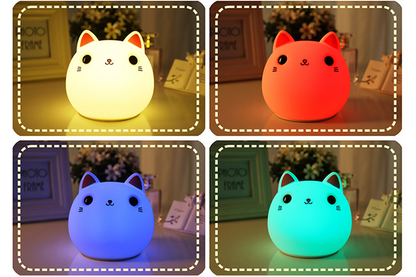 Lampe LED en silicone chat mignon