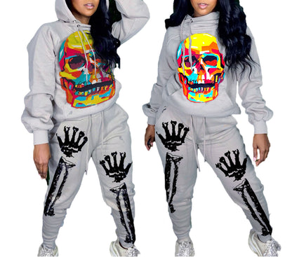 Skull Halloween Thick Print Hat Long Suit