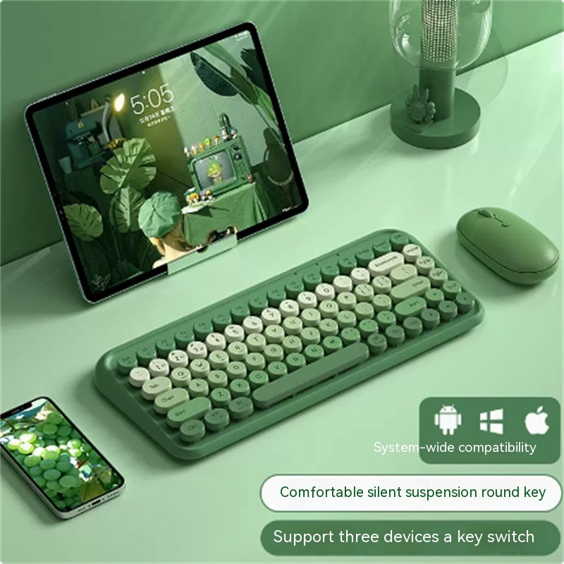 Juego de teclado y ratón Bluetooth de tres modos, tableta inalámbrica de oficina para niñas, ordenador portátil con cerebro