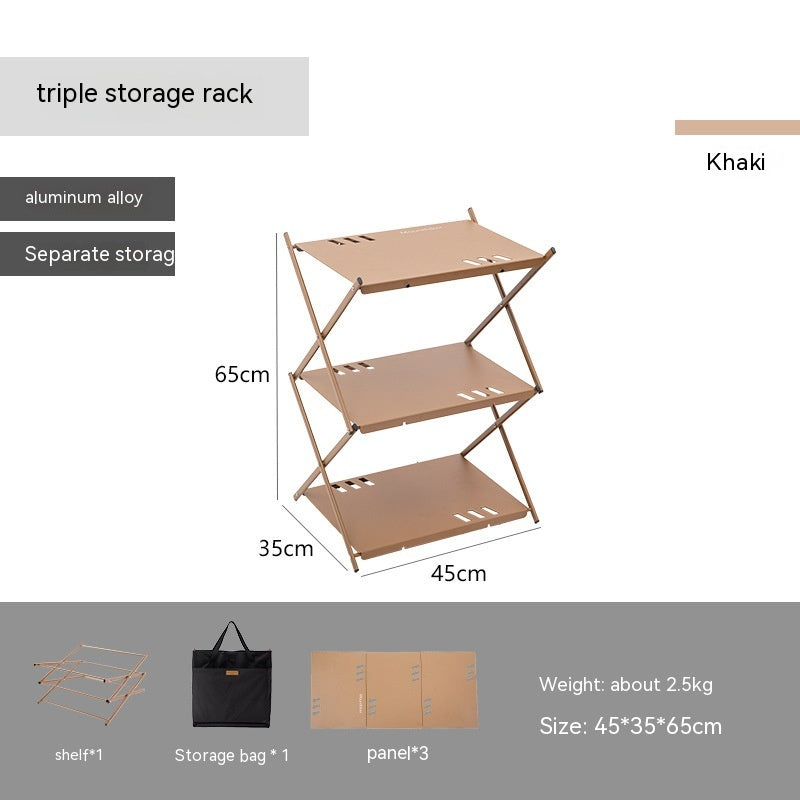 Outdoor Campsite Aluminum Alloy Triple Splicing Storage Rack