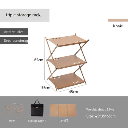 Estante de almacenamiento de empalme triple de aleación de aluminio para camping al aire libre