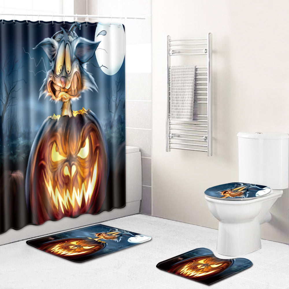 Ensemble de salle de bain et toilettes Halloween, tapis de salon et de chambre à coucher en quatre pièces