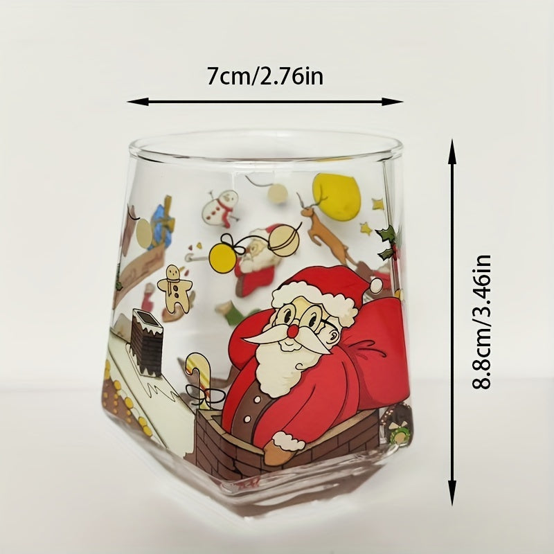 1pc Noël Verre Maison Boisson Tasse Tasse À Thé Avec Poignée Tasse À Eau Tasse À Petit-déjeuner Résistant Aux Hautes Températures 300 ml Verre 