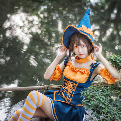 Costume de cosplay Halloween Charmante sorcière Ensemble de 7 pièces