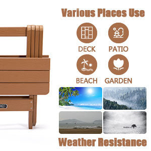 TALE Mesa auxiliar plegable portátil Adirondack, mesa cuadrada de madera de plástico resistente a todo clima y resistente a la decoloración, perfecta para jardín al aire libre, playa, camping, picnics, Ban Amazon