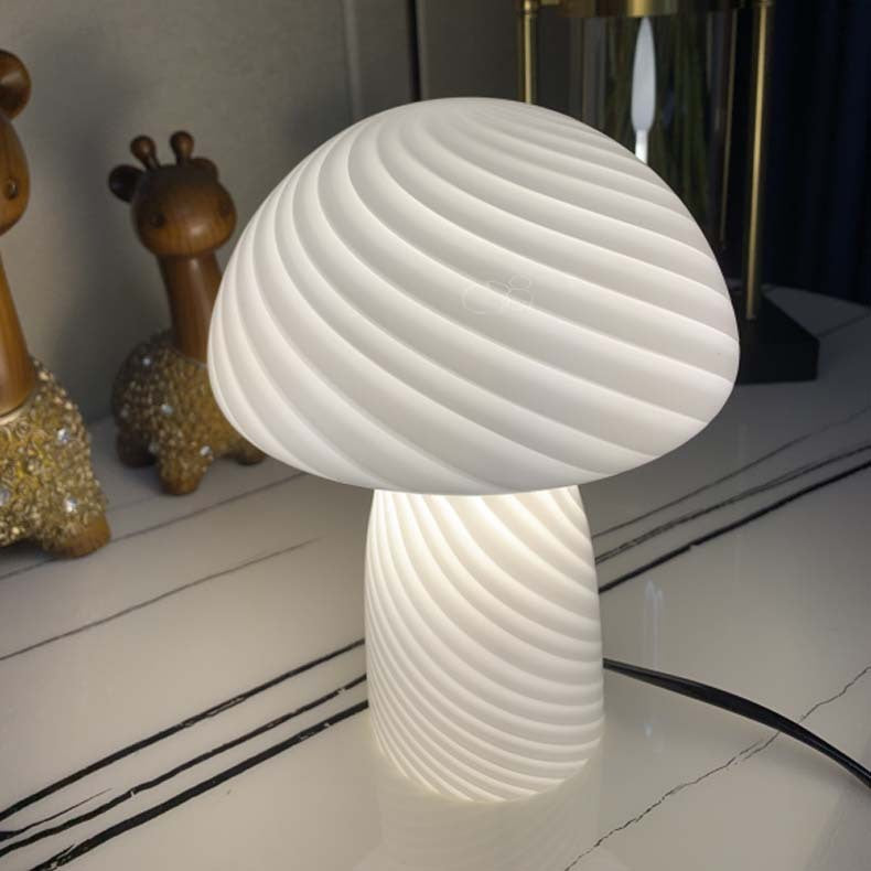 INS Girl Glass Mushroom Table Lamp In Bedroom