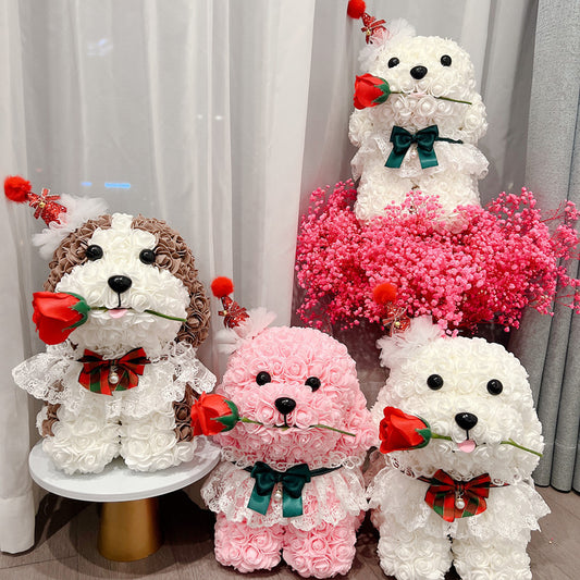 Décorations de Noël pour la maison avec un chien en forme de rose