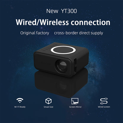 YT300 Mini proyector portátil para el hogar 24 ANSI HD 1080P Proyección de cine en casa móvil con cable e inalámbrico