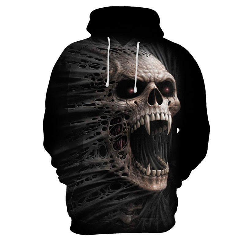 Nuevo suéter con capucha para hombre de marca de moda con estampado Digital 3D de calavera de Nochebuena