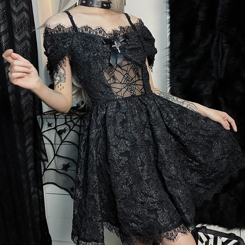 Robe courte gothique sombre d'Halloween